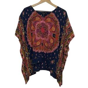 NEW Tolani Briyani Silk Kaftan Caftan V-Neck Tunic Blouse Top Boho - Size XS